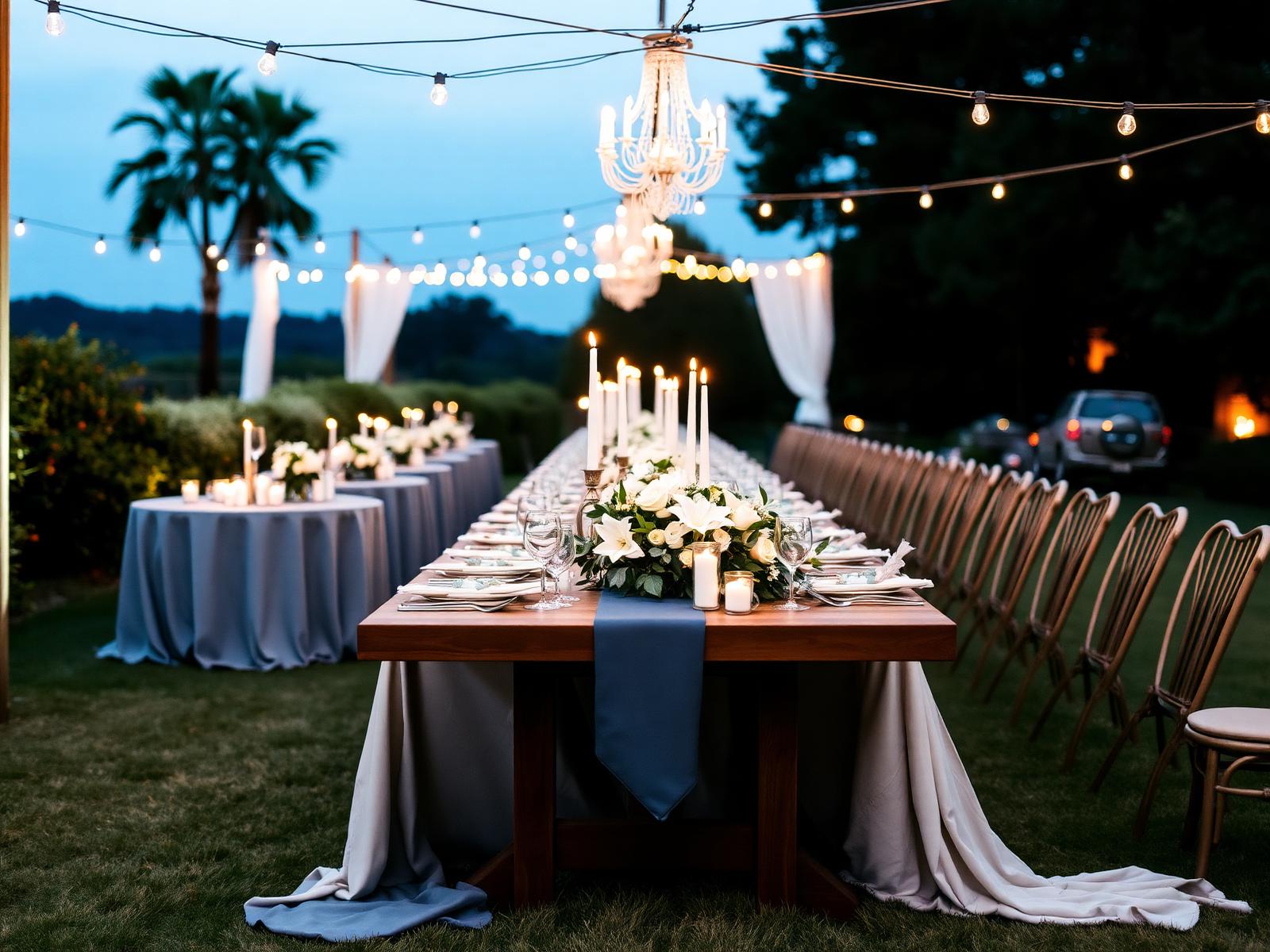 Festtafel im Abendlicht